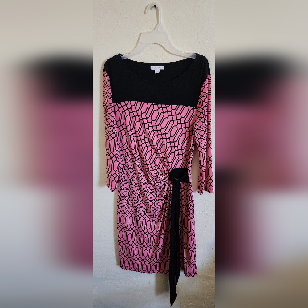 Geometric Pink and Black Dress